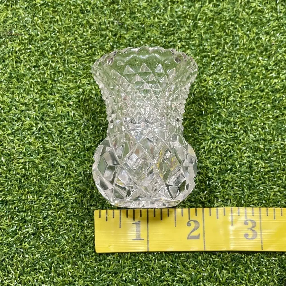 Vintage Small Cut Crystal Miniature Toothpick Holder Pineapple Shape Bud Vase